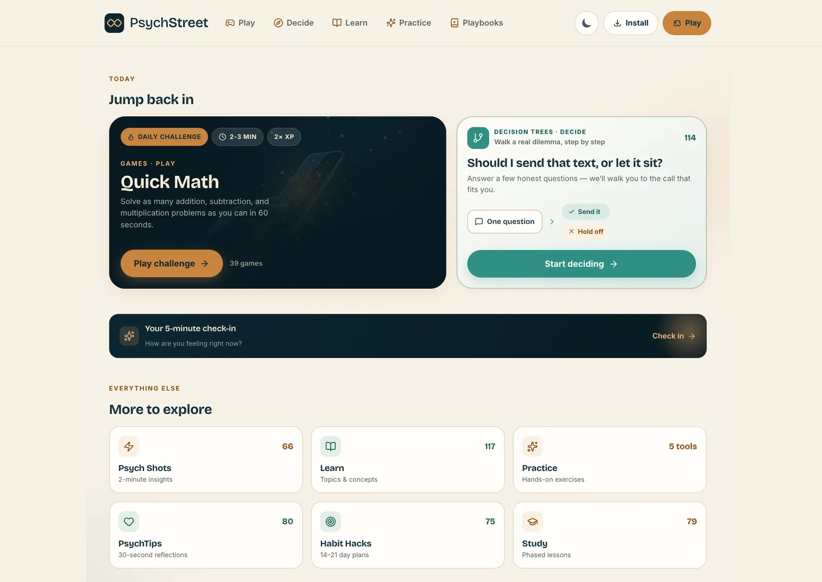 PsychStreet — app screenshot